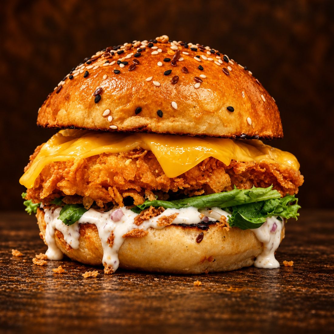 Burger au poulet – Meilleur Restaurant Burger Carrières Poissy Verneuil Triel sur Seine – L'Arrêt Gourmand